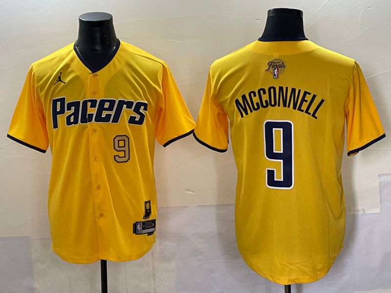Men 2025 Indiana Pacers #9 Mcconnell Yellow Joint Name NBA Jersey style 27
